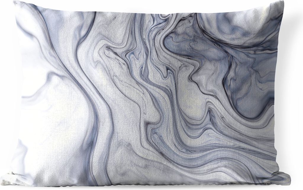 MuchoWow Outdoor Kissen - Marmor - Weiß - Schwarz - 50x30 cm - Wetterfest - Lounge Kissen - Sofa kissen - Wohnzimmer Dekoration