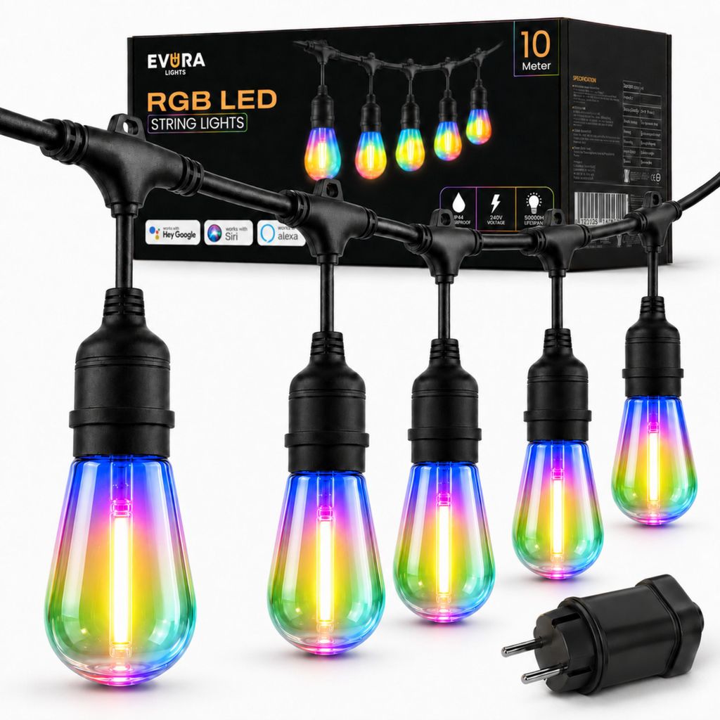 Evura Goods RGB Lichterkette Außen 10 Meter – Erweiterbar – Produktbild 