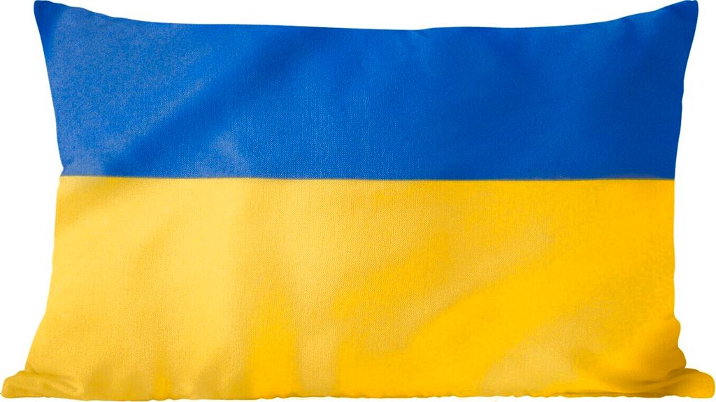 MuchoWow Zierkissen Sofakissen Wohnzimmer Dekokissen 50x30 cm Nahaufnahme der Flagge der Ukraine - Wohnzimmerdekoration - Polster mit Photo