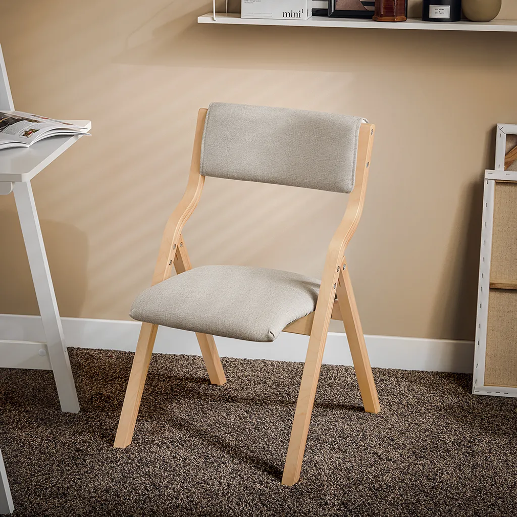 Chaise de salle à manger pliable grise pour petit espace, bois et confort