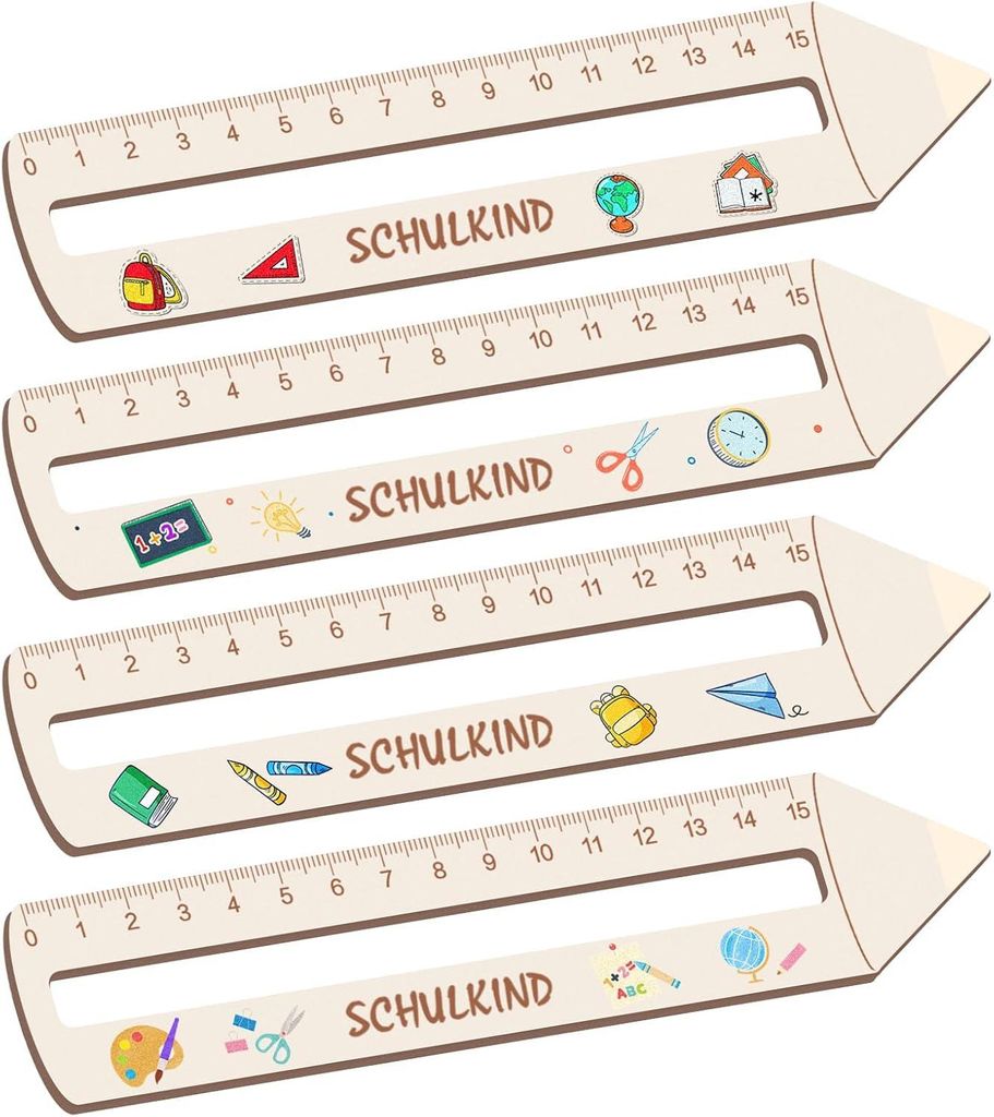Personalisiertes Lineal zur Einschulung, 4 Stück Lesehilfe Produktbild 