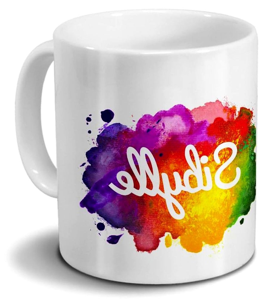 Tasse mit dem Namen Sibylle - Motiv Color Paint - Namenstasse, Kaffeebecher, Mug, Becher, Kaffeetasse - Farbe Weiß