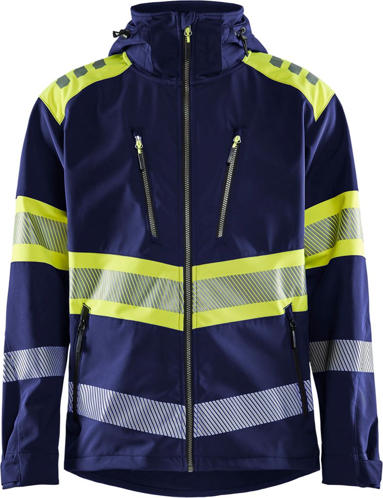 Blakläder High Vis Softshell Jacke 4494 2513 in div. Farben, Farbe:marineblau/high vis gelb, Größe:XL