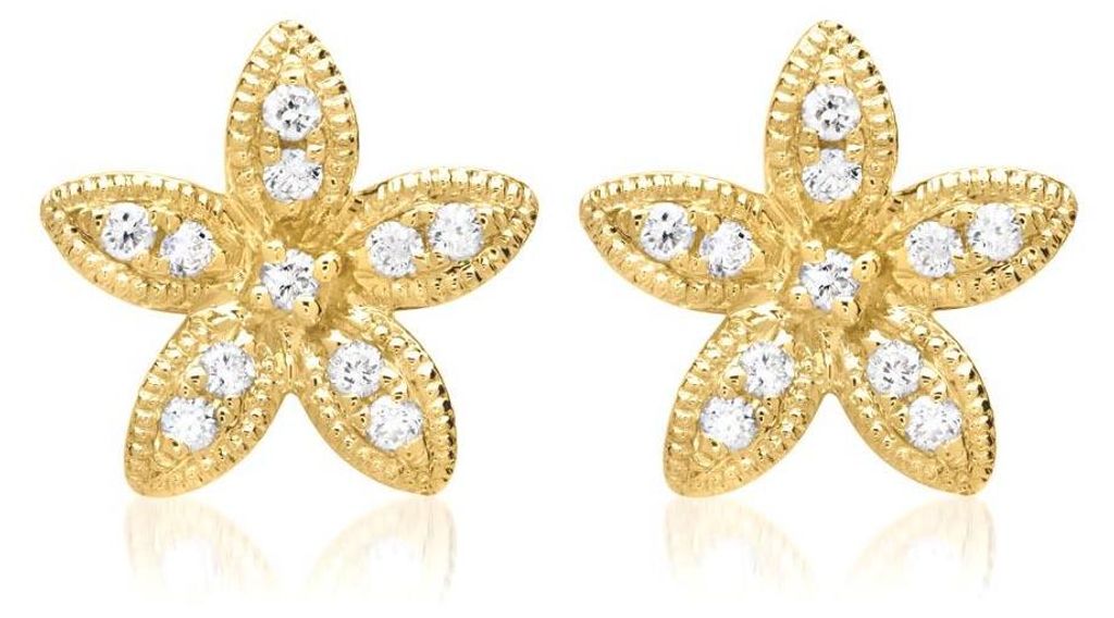 Brilladia Blütenohrstecker 750er Gelbgold mit 22 Diamanten