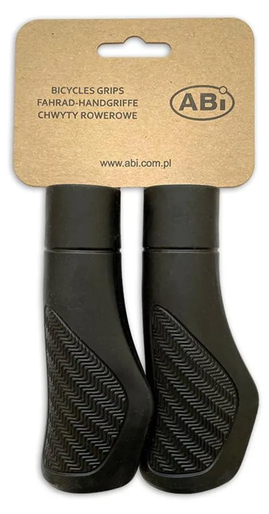 Grips vélo ABI 130 mm en gomme TPE SEBS noir - Confort antidérapant
