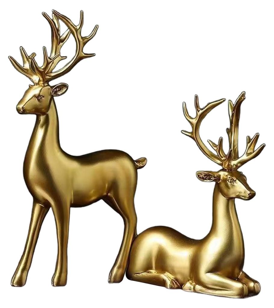 2/4 Stück Weihnachts-Rentierfiguren, stehend/sitzend, Elch-Silhouette, Hirschskulptur, Dekoration für Zuhause, Büro oder Schreibtisch