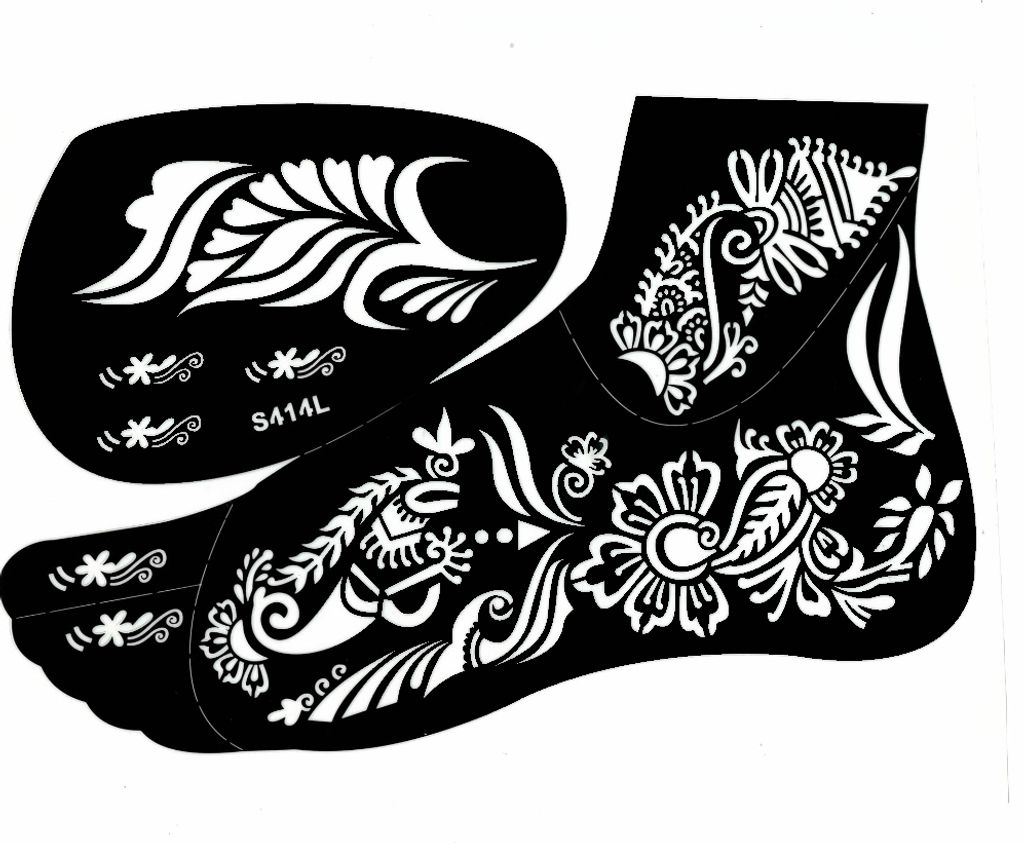 Henna Tattoo Schablone für den linken Fuß
