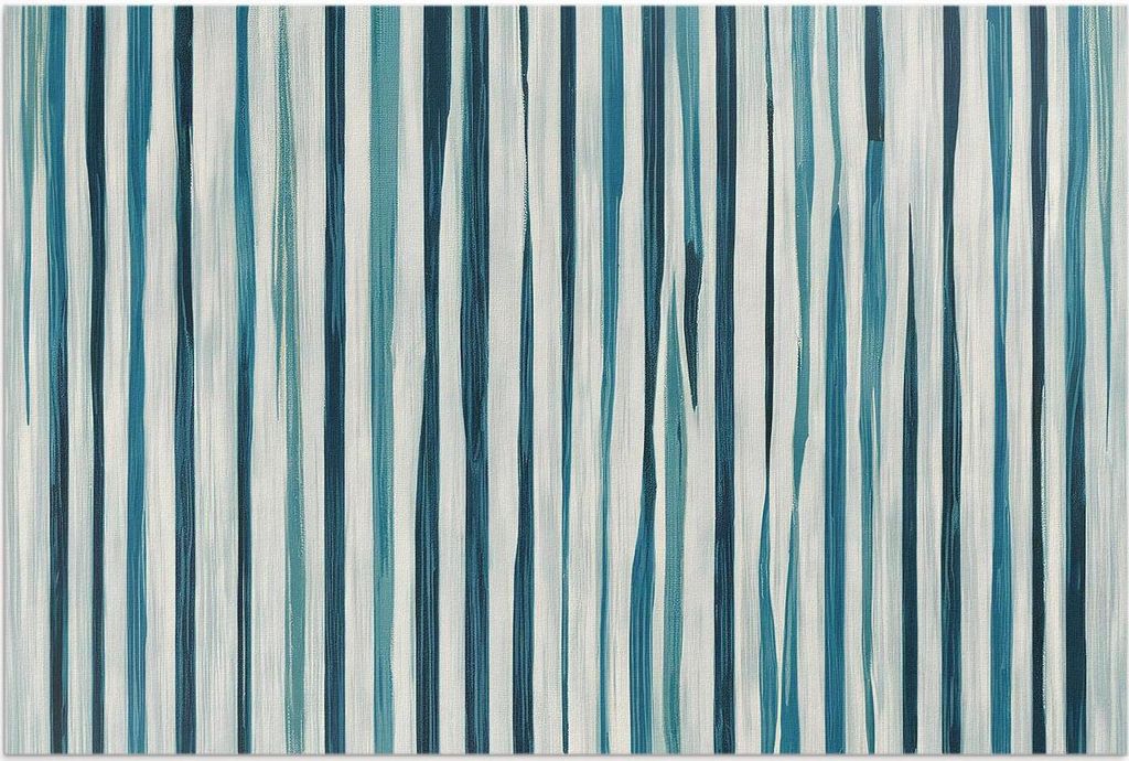 Gemalte Boho-Streifen, gemalte Linien in blauen Farbtönen – Vinylteppich – 140x210 cm – Outdoor Teppich – Terrasse – Wetterfest – Modern