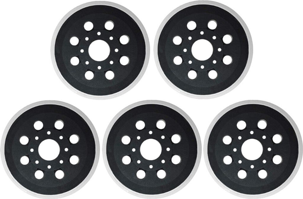 5x Trade-Shop Klett Haftteller / Schleifteller / Stützteller / Polierteller 125mm Ø 8 Löcher für Bosch Skil Exzenterschleifer