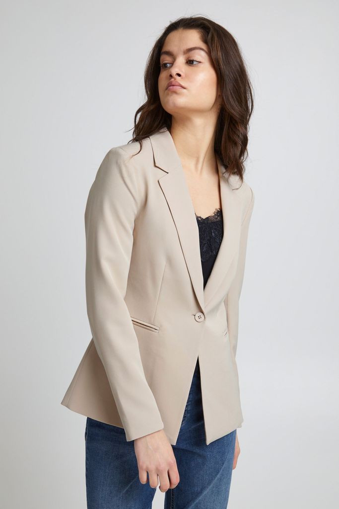 ICHI IHLEXI BL Damen Blazer Kurzblazer Jacke Ein-Knopf-Blazer mit Stretch und Reverskragen