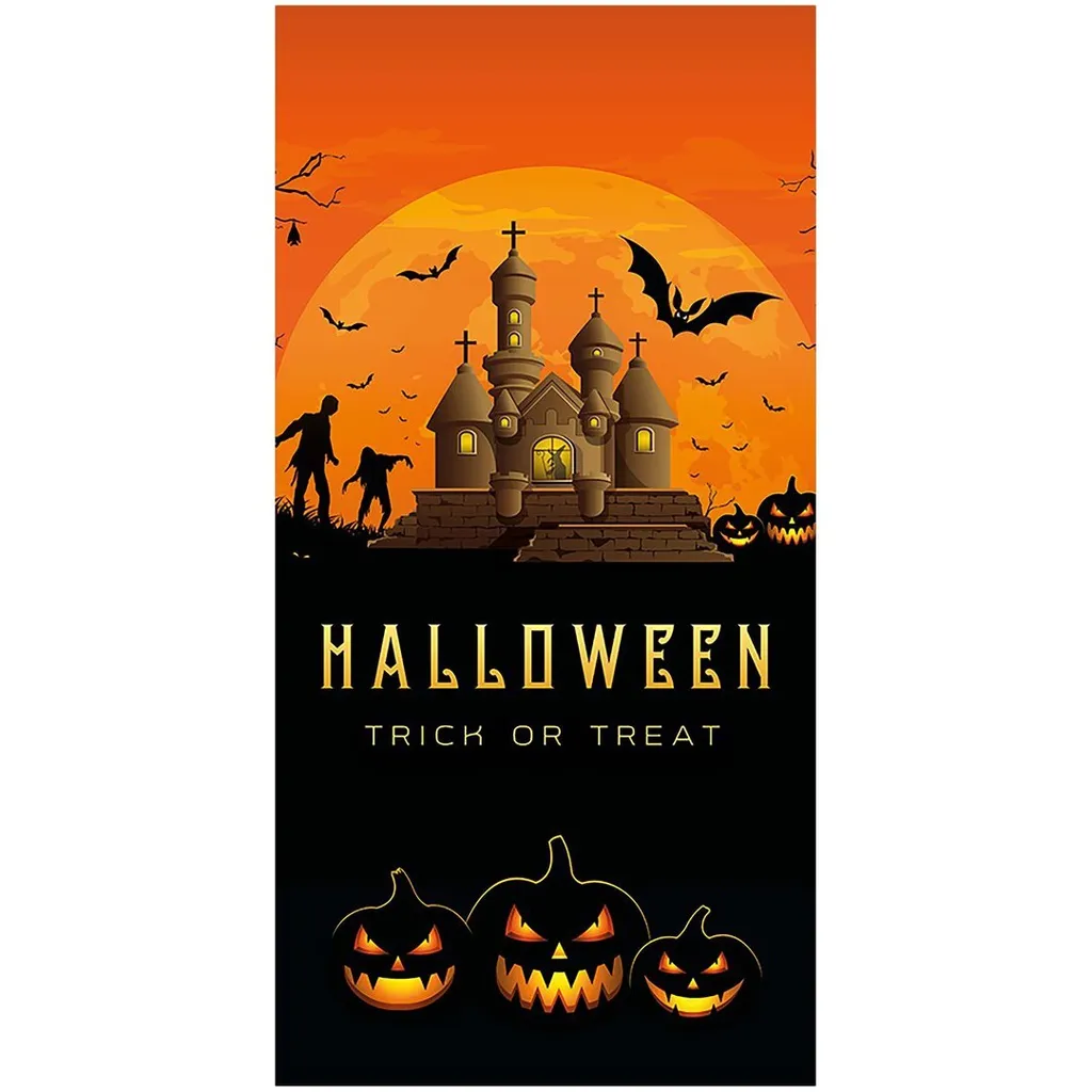 Décoration de Fête Halloween 90x180cm Bannière Murale Maison Hantée