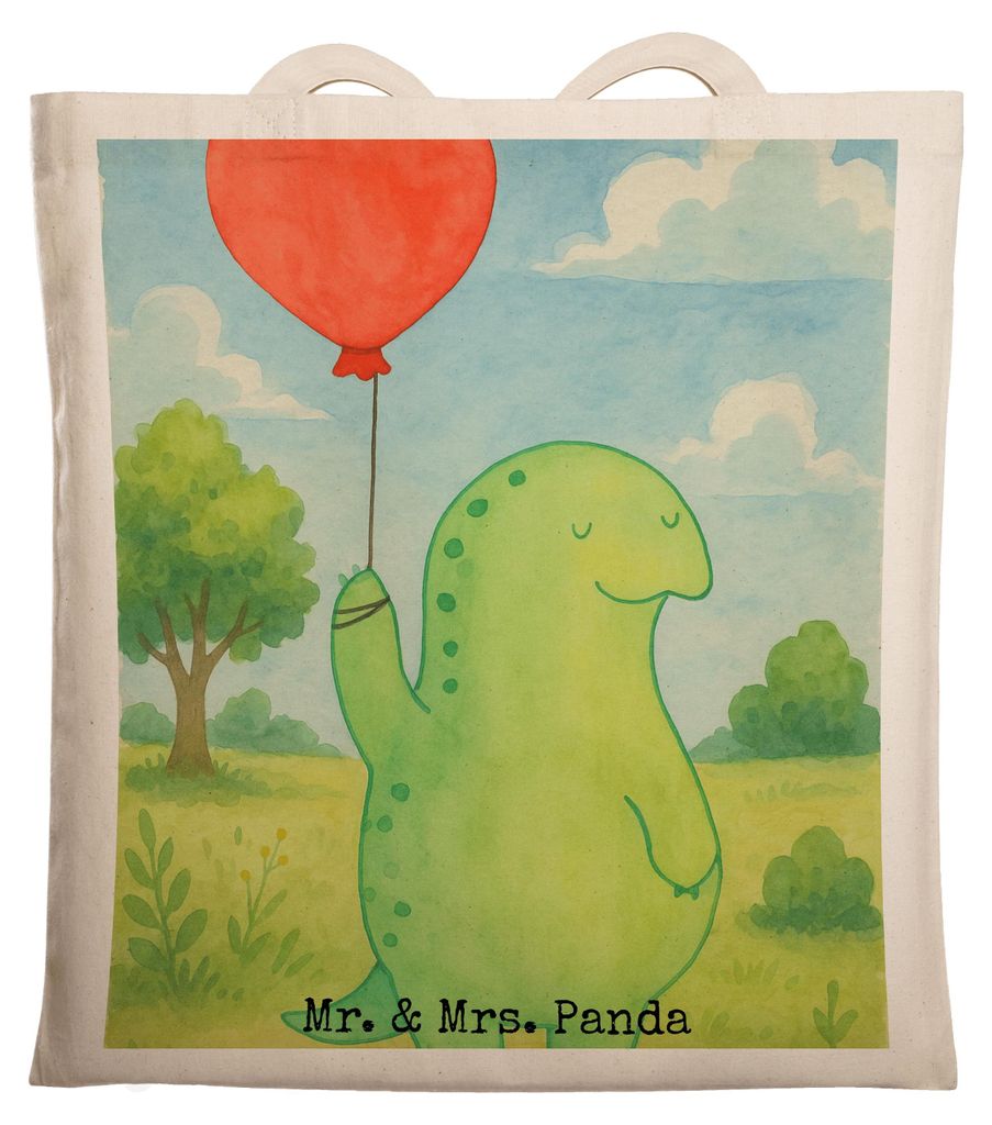 Mr. & Mrs. Panda Tote Bag Schildkröte Luftballon Design - Weiß - Geschenk, Büchertasche, Uni Tasche, Jahrmarkt, glücklich, Laptoptasche, Shoppi...