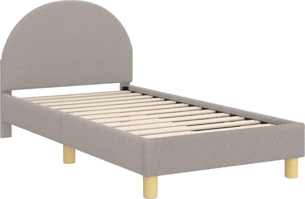 vidaXL Kinderbettgestell mit Kopfteil Hellgrau 80 x 160 cm Schafstoff