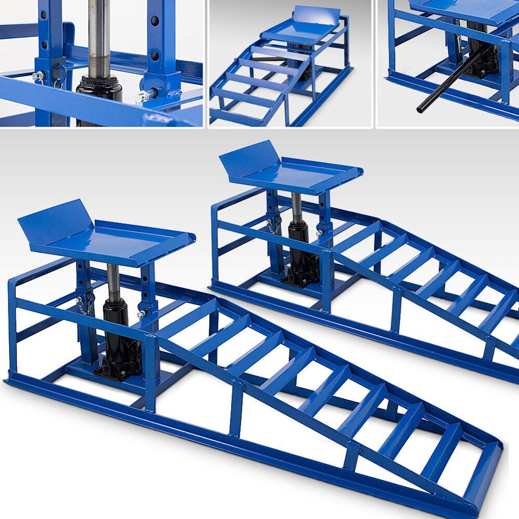 2x Bituxx Auto PKW Auffahrrampen 2T mit Wagenheber Produktbild 1
