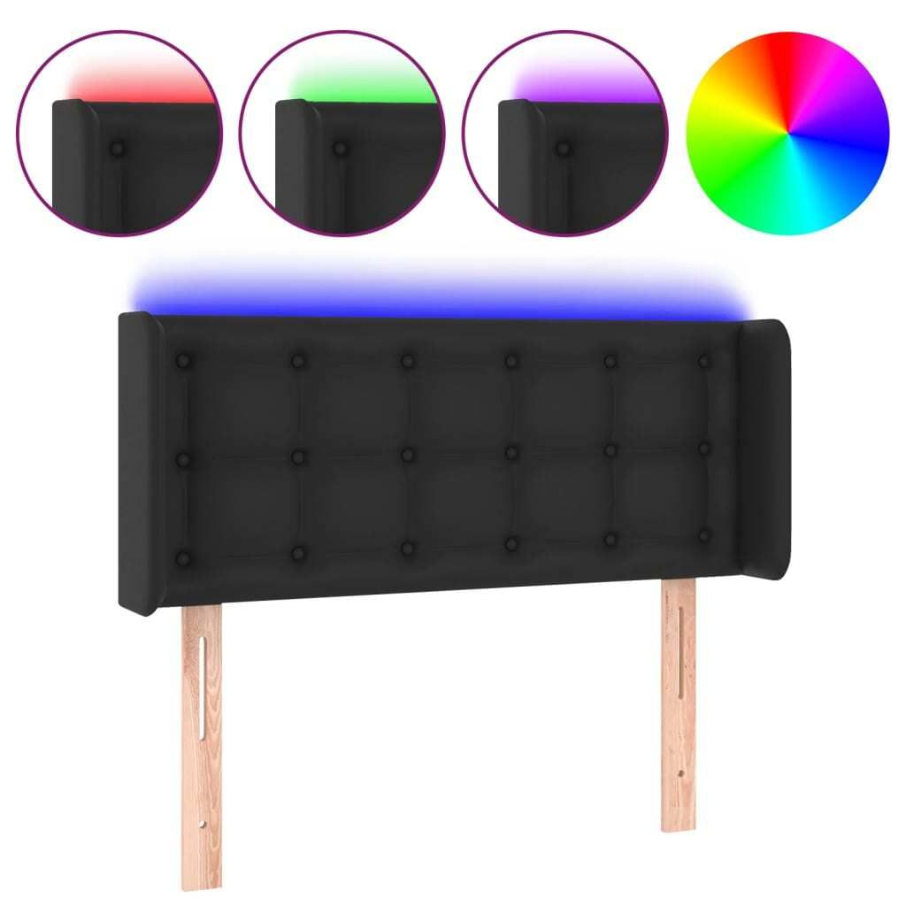vidaXL LED Kopfteil Schwarz 83x16x78/88 cm Kunstleder