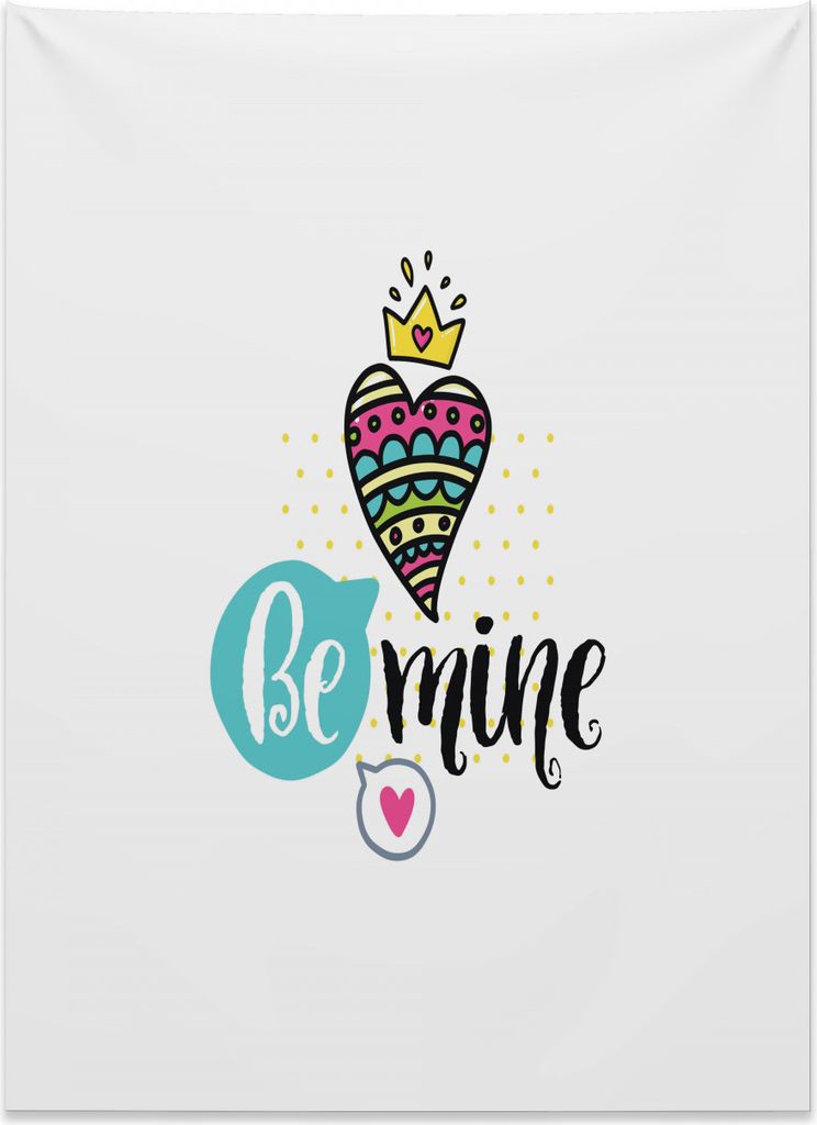 Abakuhaus Romantisch Wandteppich, Herz Krone sei meins aus Weiches Mikrofaser Stoff Kein Verblassen Klare Farben Waschbar, 110 x 150 cm, Mehrfarbig