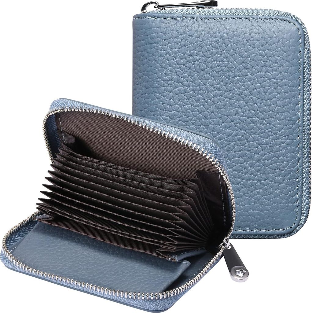 Damen, Portemonnaie mit Reißverschluss und viele Fächer, Geldbeutel Leder, RFID-Schutz Kartenhalter mit vielen Fächern, klein und im Kurzformat ...