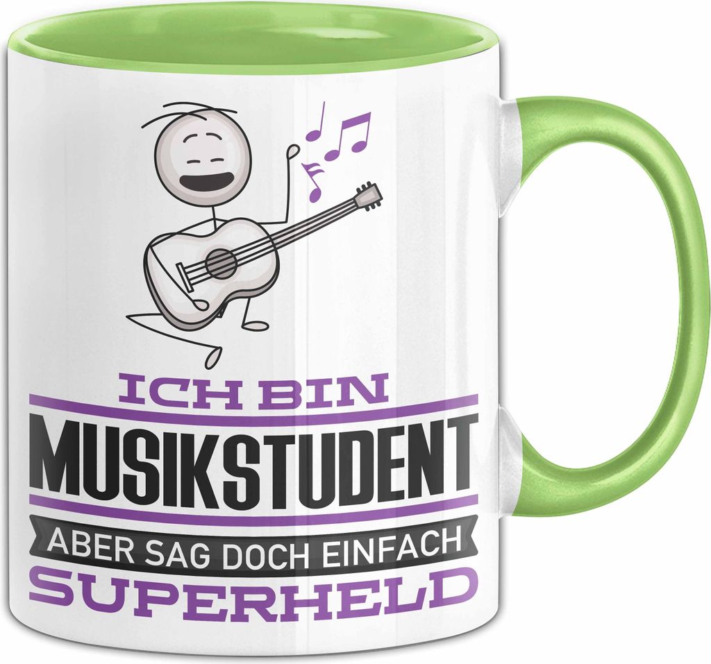 Musikstudent Geschenk Tasse Ich Bin Musikstudent Aber Sag Doch Einfach Superheld Lustige Geschenkdiee für Musikstudent Kaffee-Becher (Grün)