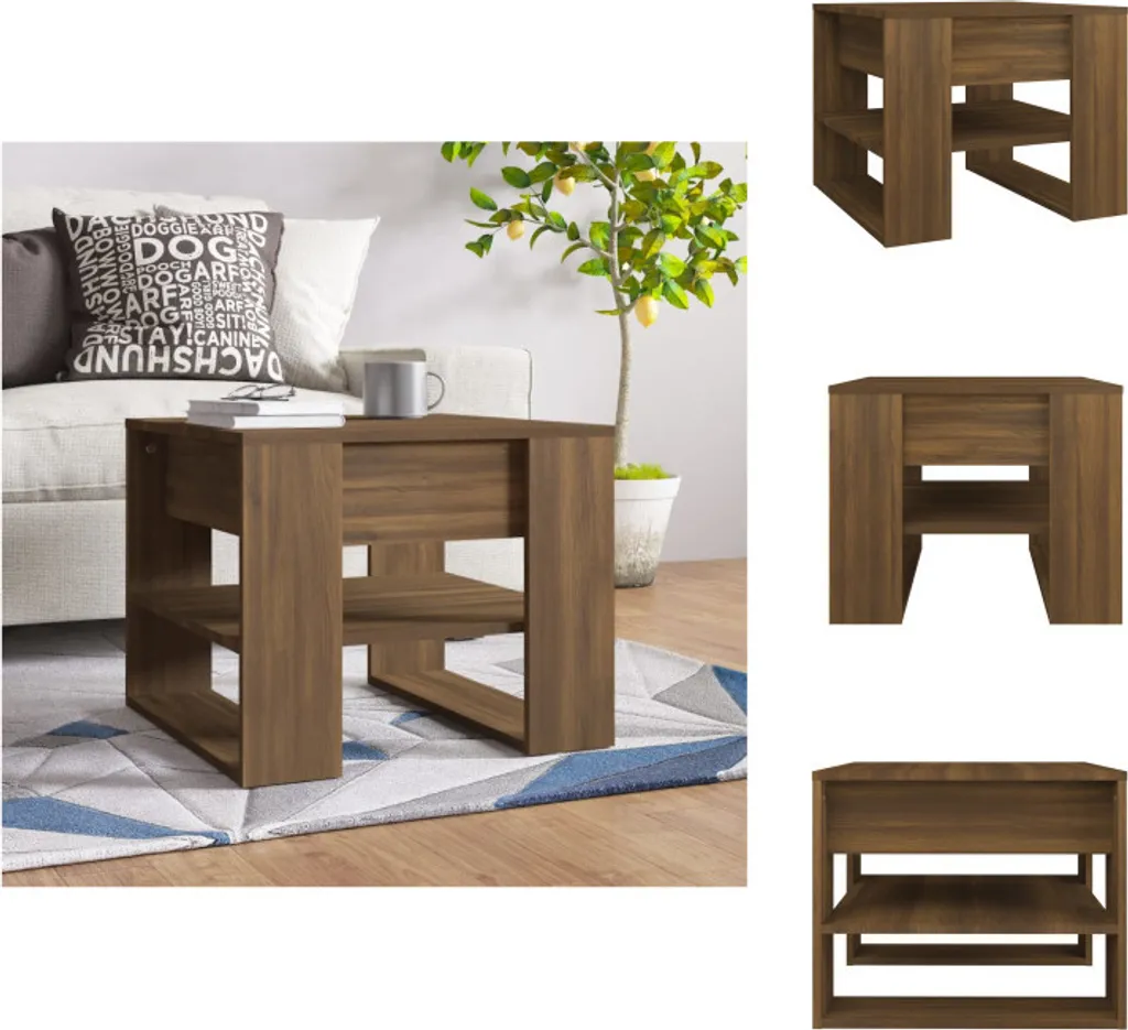 Petite Table Basse Stable Chêne Brun 55,5 cm pour Salon Étroit et Pratique