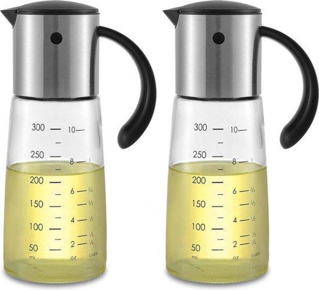 Glas-Azijn- und Ölflessensatz mit automatischer Klappe, leckfreier, druckfester Azijn- und Öleverdeler