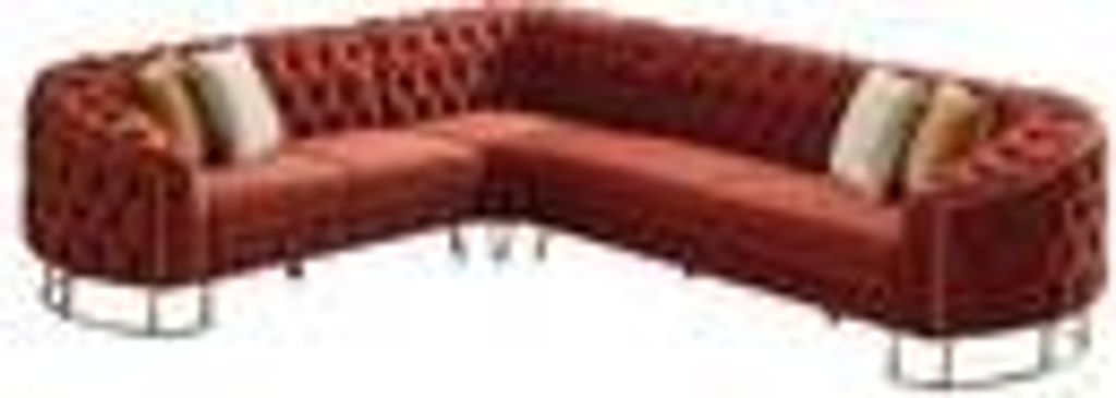 Rocco Ecksofa Farbe:Terracotta, Füße:Metall-Gold, Langer Schenkel:GKurz, inkl. Kissen