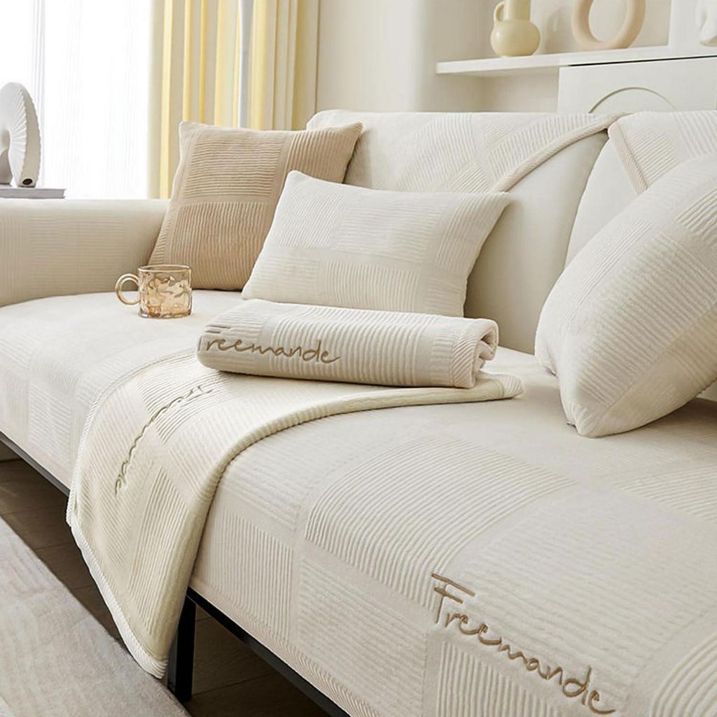 Copertura elastica antiscivolo per divano, beige, 90 x 160 Immagine del prodotto 