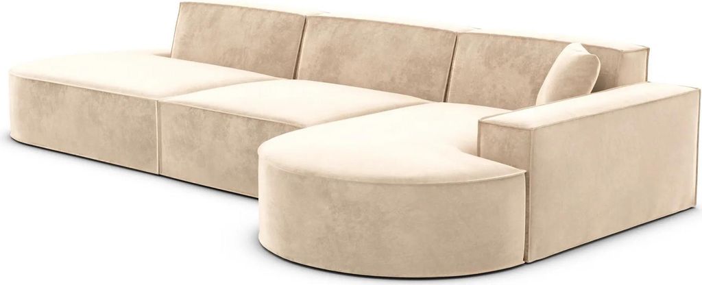 Samtstoff L-Form Lounge Sofa Brevia Beige Rechts