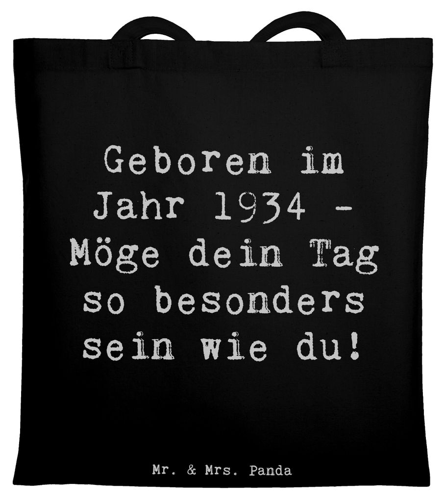 Mr. & Mrs. Panda Jutebeutel Spruch 1934 Geburtstag - Schwarz - Geschenk, Alter, Laptoptasche, Einkaufstasche, Shopping Tasche, besondere Geburtstag...