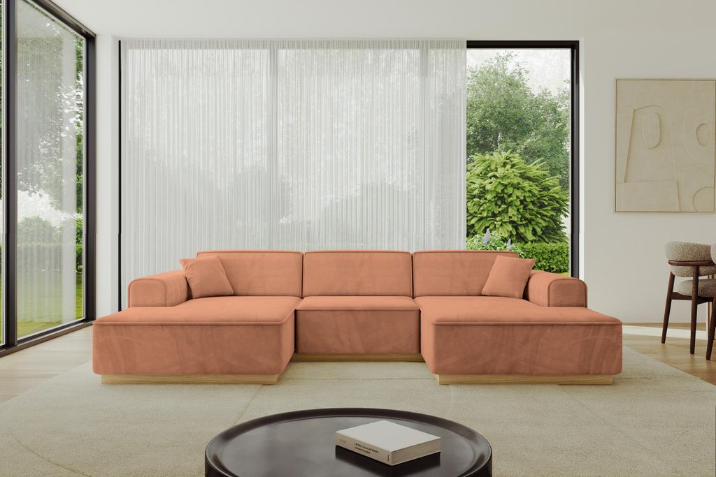 ALTDECOR Ecksofa in U-Form IREA-U1-v2 301x165x80 cm Apricot Produktbild 
