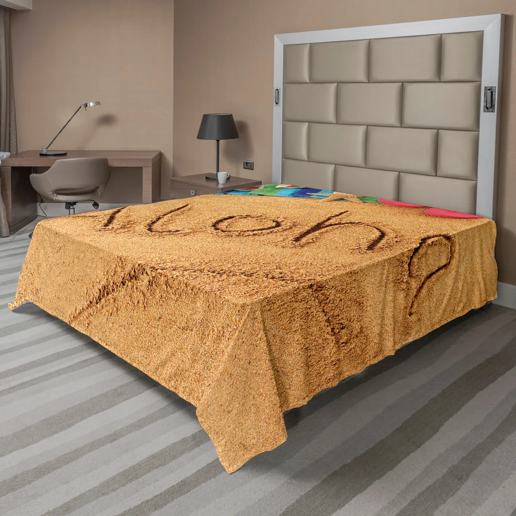 Drap de Lit Douceur Durable sans Plis Motif Hawaii 260x228cm Marron Rouge