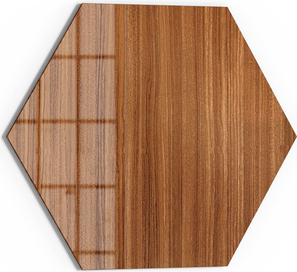 DEQORI Magnettafel Glas 55x48 cm 6-eckig 'Wärme des Holzes' beschreibbar Whiteboard Küche