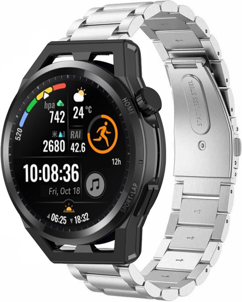 Strap-it Huawei Watch GT Runner Stahlarmband (Silber)