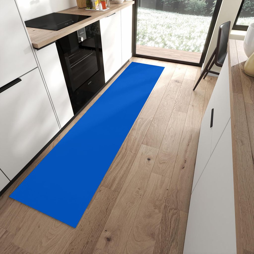 Küchenteppich 60x270cm rutschfest & abwischbar PVC Läufer - Blauer Hintergrund I