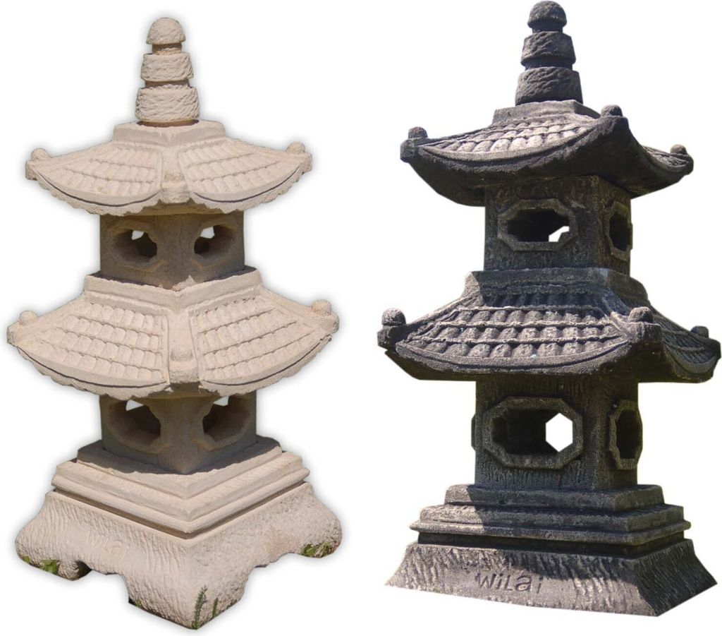 2 stöckige Pagode (Japanlampe) grau