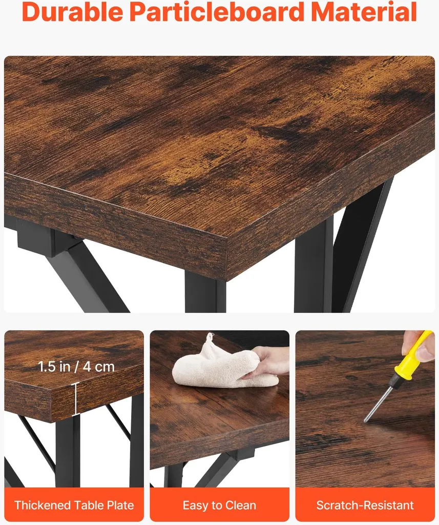 Table d'ordinateur Robuste 180x80 cm Charge 68kg Bureau Design Noir