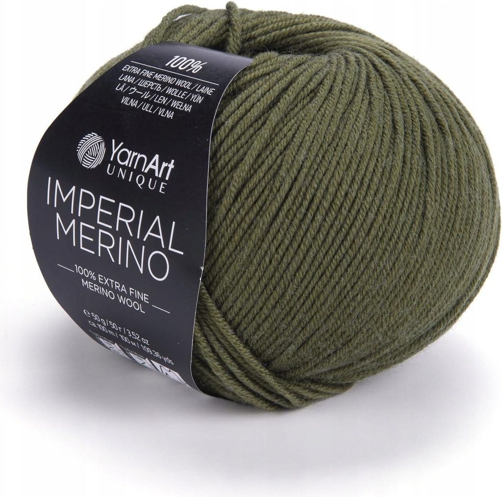 YarnArt Unique Imperial Merino 3334 - Weiche Wolle, 50g, Khaki Grün