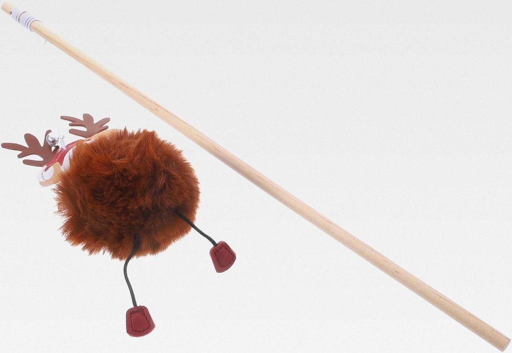 Elk Teasing Cat Stick – PlüSch Katzen Spielzeug Mit Weihnachts-Elch Motiv Interaktiver Katzenspielzeug Stab FüR Wohnungskatzen Robustes Spielze...