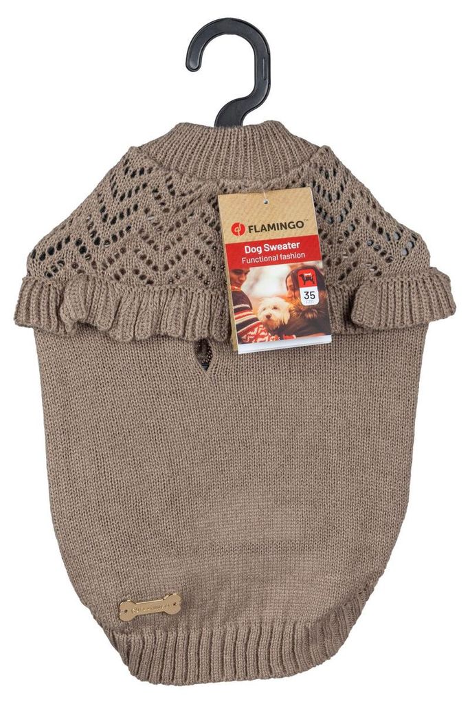 Flamingo Hundepullover Sady beige, Rückenlänge: 35 cm