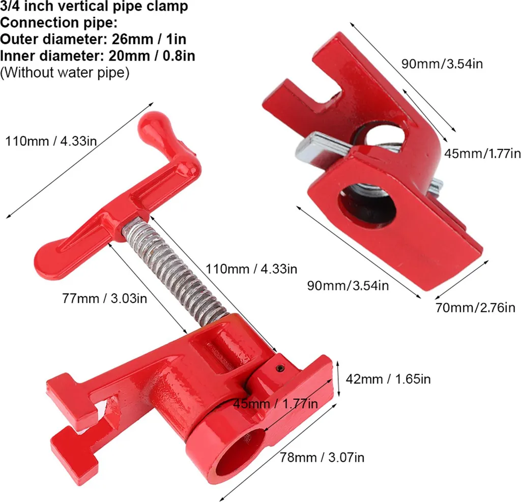 Collier de serrage vertical rapide 3/4", outil menuiserie bois robuste