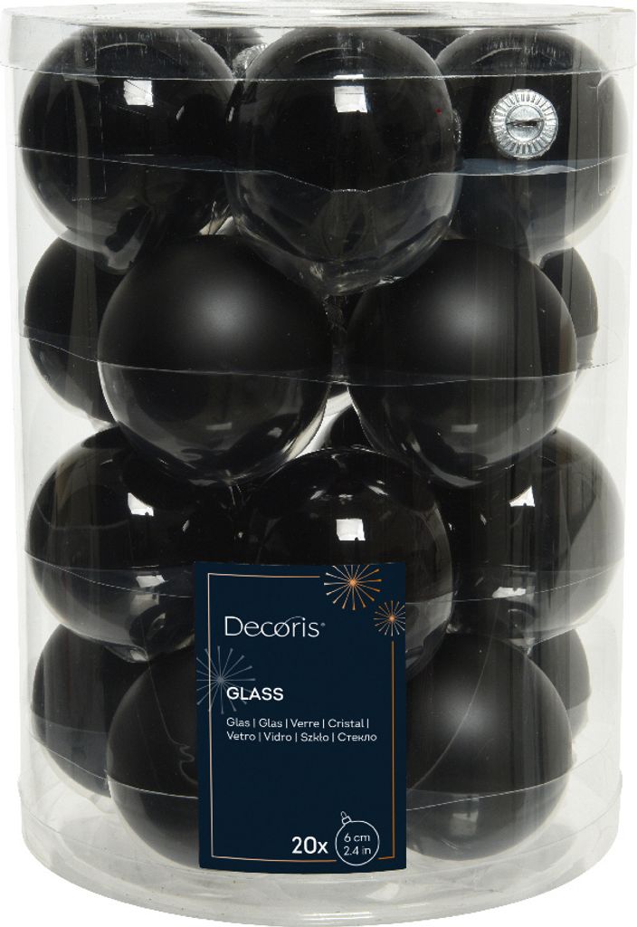 Weihnachtskugeln Glas 6cm x 20 Stück - Schwarz Produktbild 1