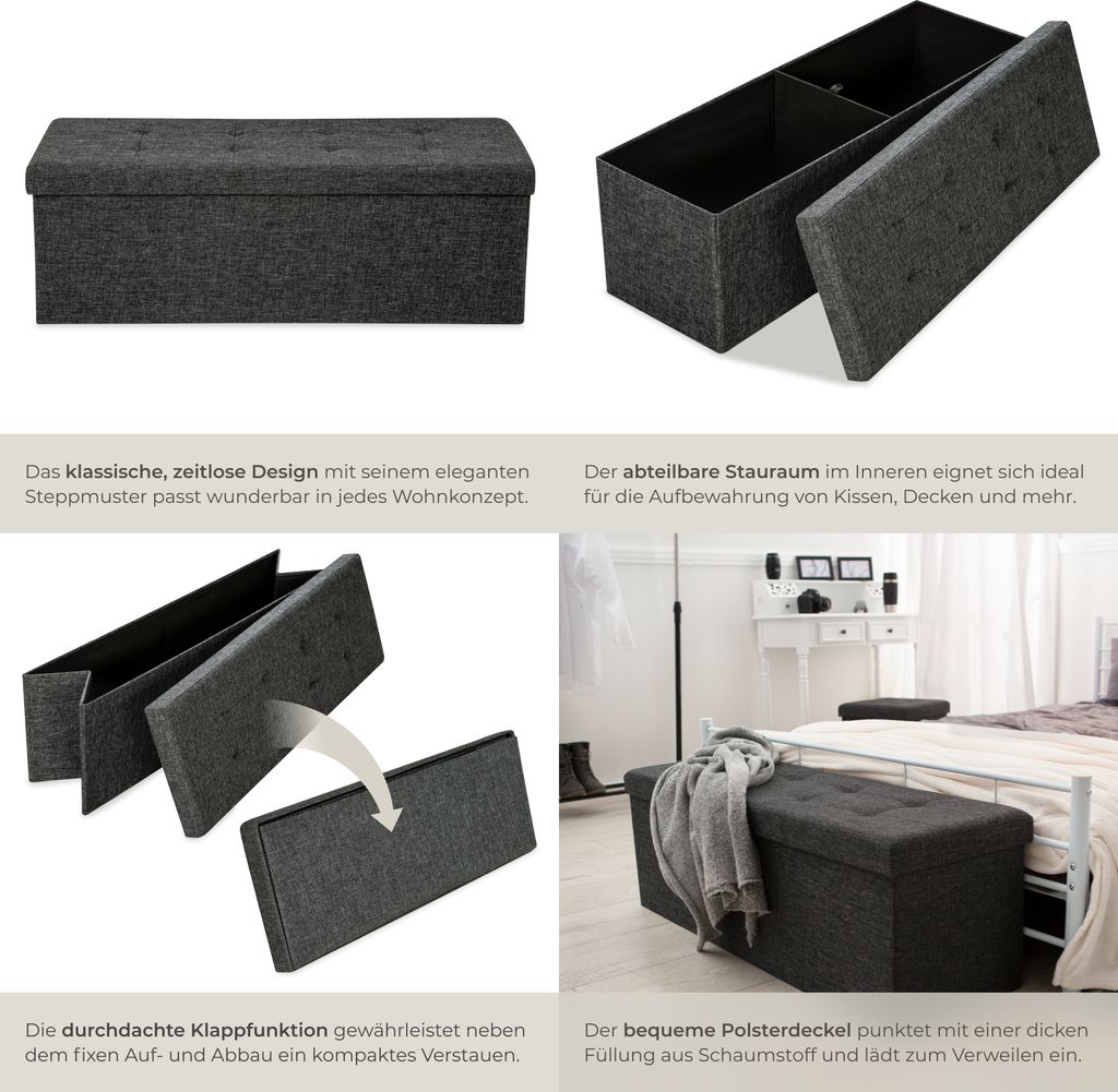 Sitzhocker mit Stauraum 110 x 38 x 38 cm Produktbild 4