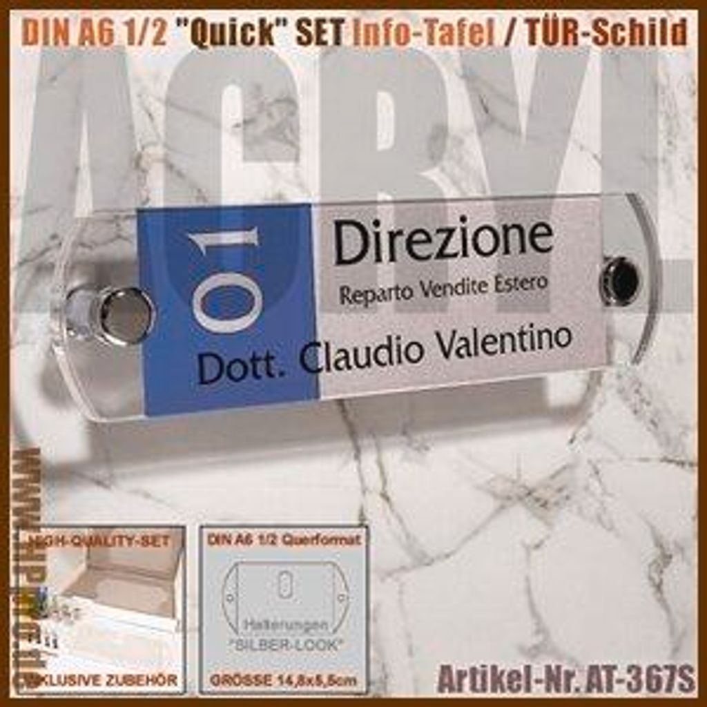 DIN A6 (1/2) Quick SET Info-Schild / SILBER