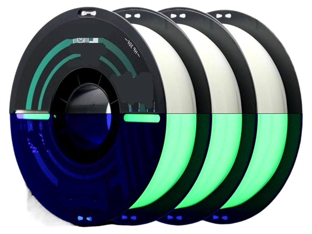 Kompatibel mit HP3DF, 3 Rollen (3 kg) nachleuchtendes 3D-Druckerfilament, 1,75 mm, glatt, 10 120% blasenfrei, geeignet für die meisten FDM-Drucker...
