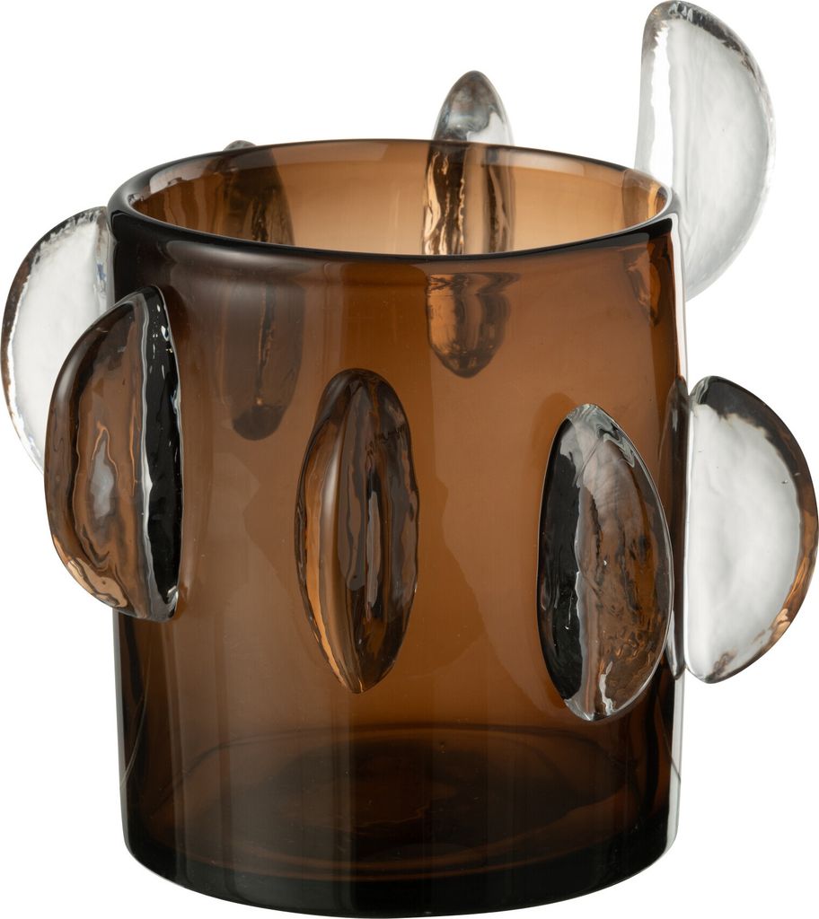 J-Line Vase Steggy Niedrig Glas Braun