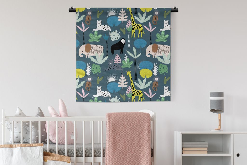 MuchoWow Wandteppich Wandbehang Dschungel - Affe - Baum 90x90 cm Tapisserie Dekoration Wandtuch - Wandaufhänger
