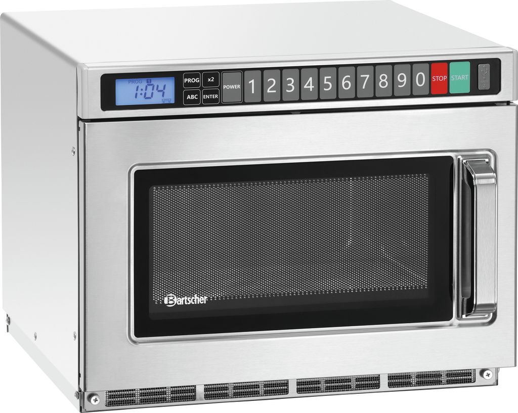 Bartscher Mikrowelle 18180D, 1800W, 18L, 2 Magnetrone, Edelstahl, Touch-Bedienung