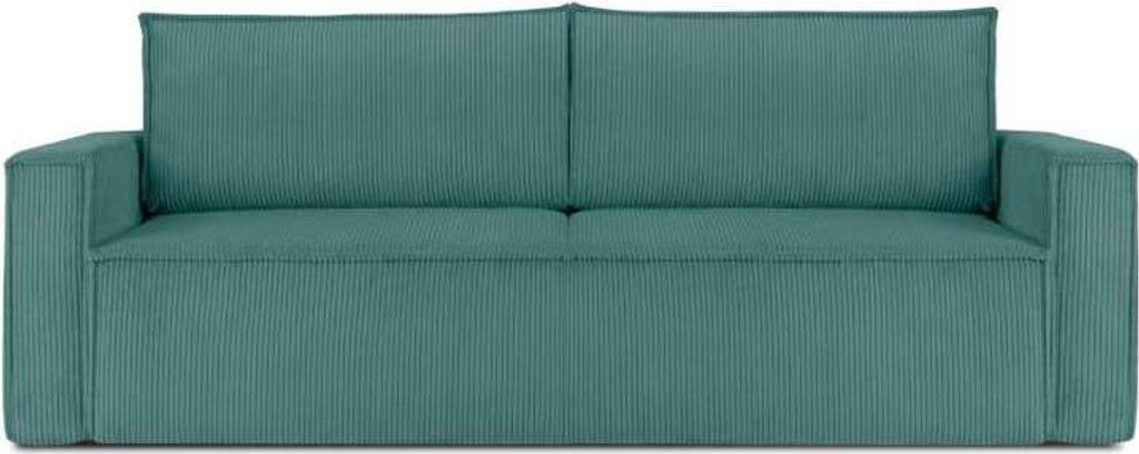 KONSIMO Schlafsofa in Pet Friendly Cord-Stoff mit Armlehnen "NAPI", Blau, Cordstoff, Loft, 228x89x101 cm
