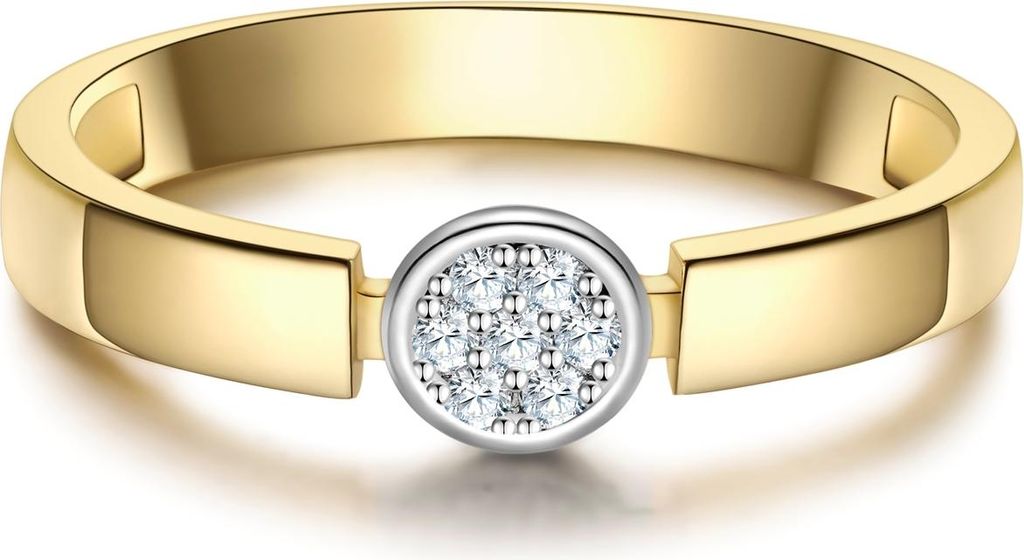 Ring Sterling Silber bicolor Zirkonia weiß 54