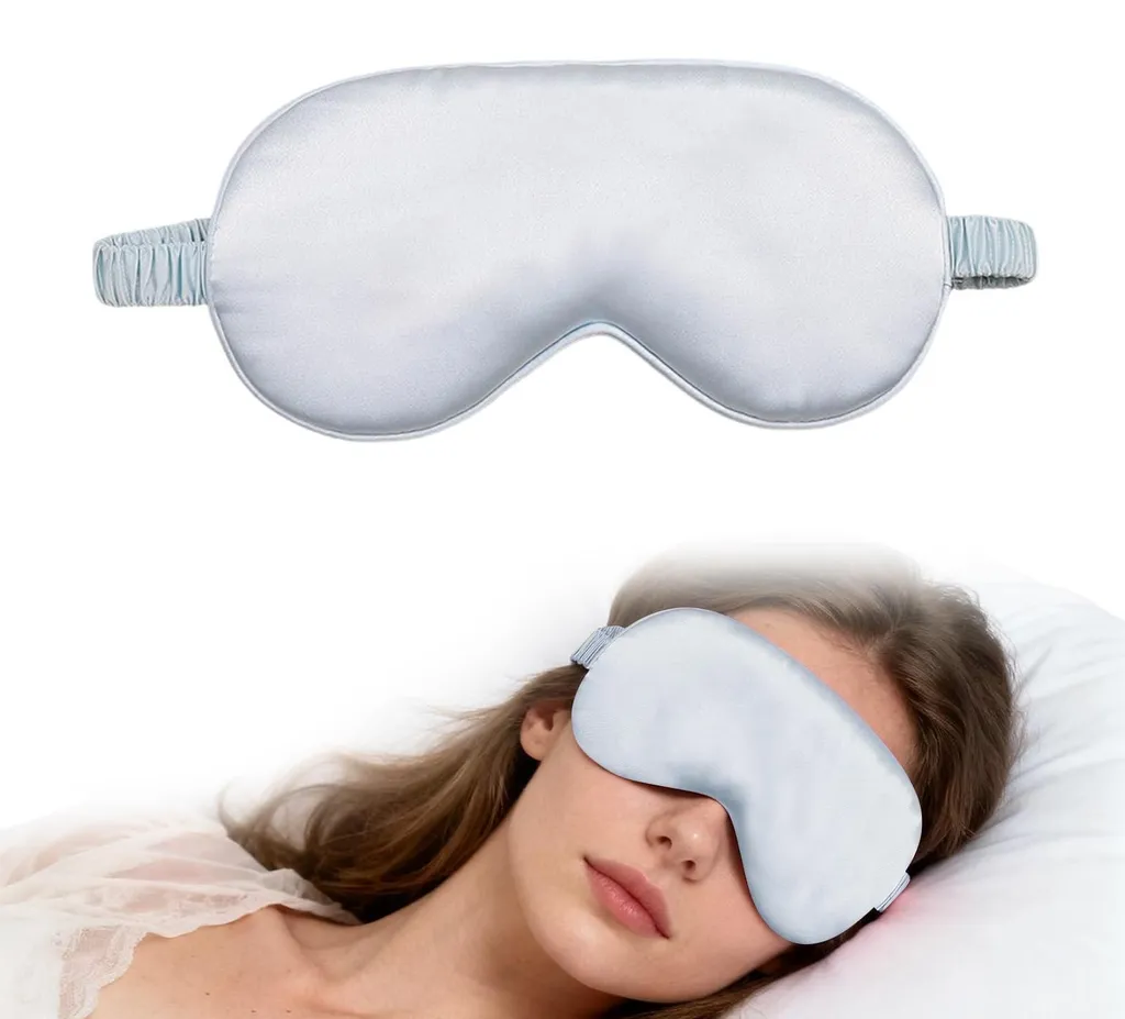 Masque de sommeil en soie synthétique bleue - Occultation totale et confort