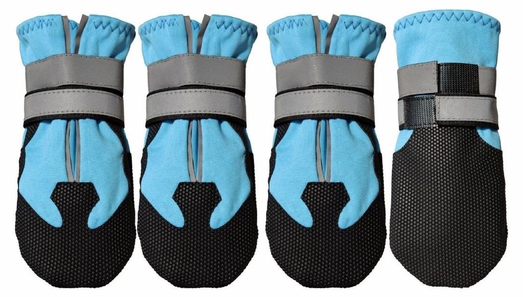 INF Hundeschuhe 4er-Set Elasthan rutschfest mit Plüschfutter für Spaziergänge Blau XL